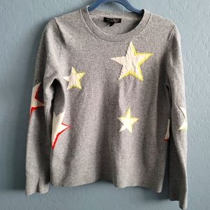 Banana Republic Merino Wool Blend Gray Star Sweater Size Large